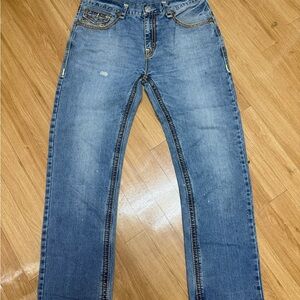 True Religion Men's Designer Jeans - Ricky Big QT USA Straight 38x34 Flap🔥